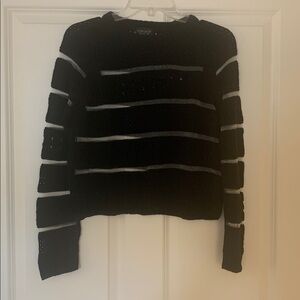 Topshop Black Knit Striped Cropped Sweater
